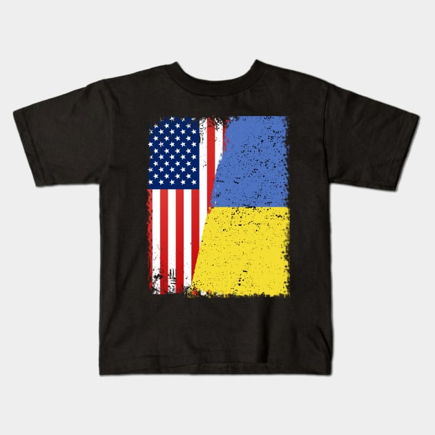 UKRAINIAN ROOTS | Half American Flag | UKRAINE Kids T-Shirt by UniqueBoutiqueTheArt